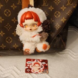 Brown and White Fur Keychain Accessory
